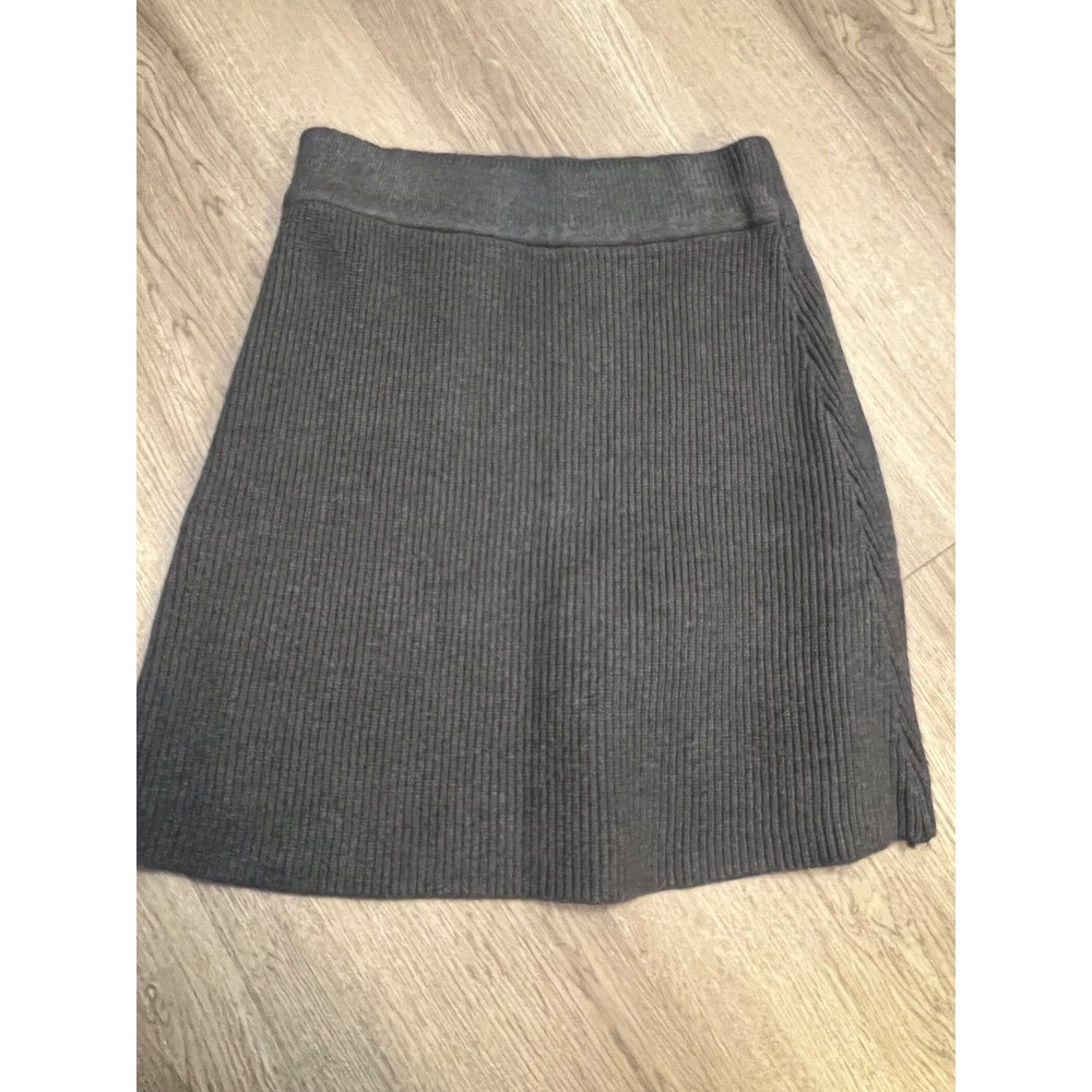 Zara Dark Gray Ribbed Knit Mini Skirt Elastic Waist A-Line Size Medium